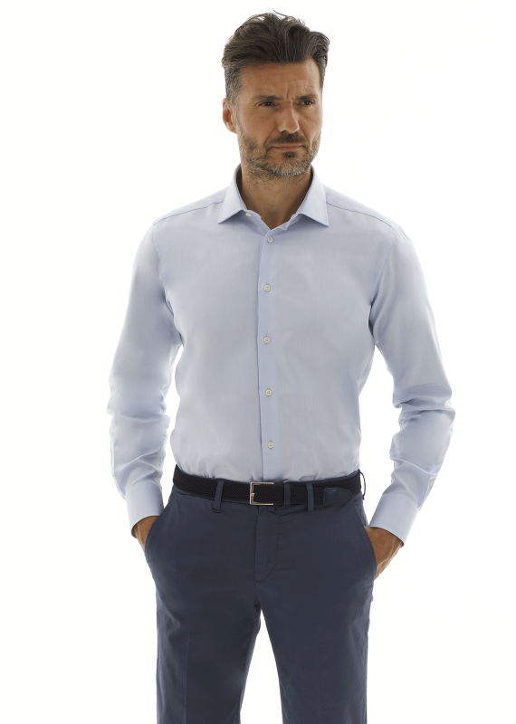 Camicia regular COTTONSTIR in puro cotone no-stiro. Armaturato. Disponibile in bianco e azzurro. Ingram Uomo - Celeste
